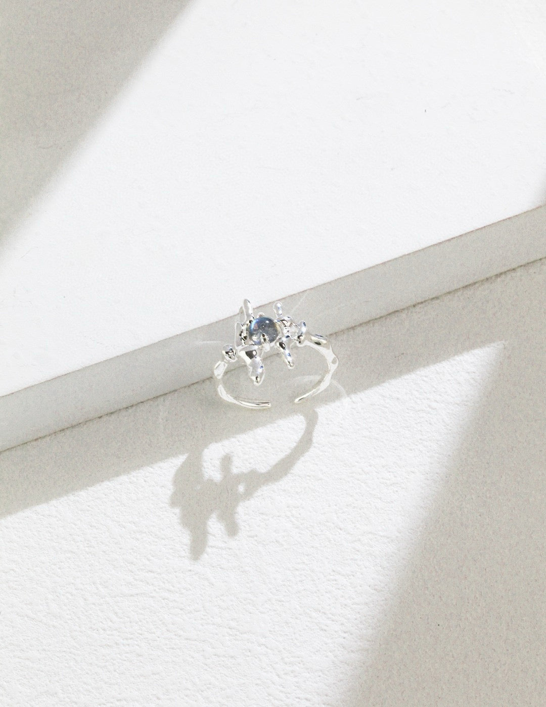 Gray Moon Irregularly Ring