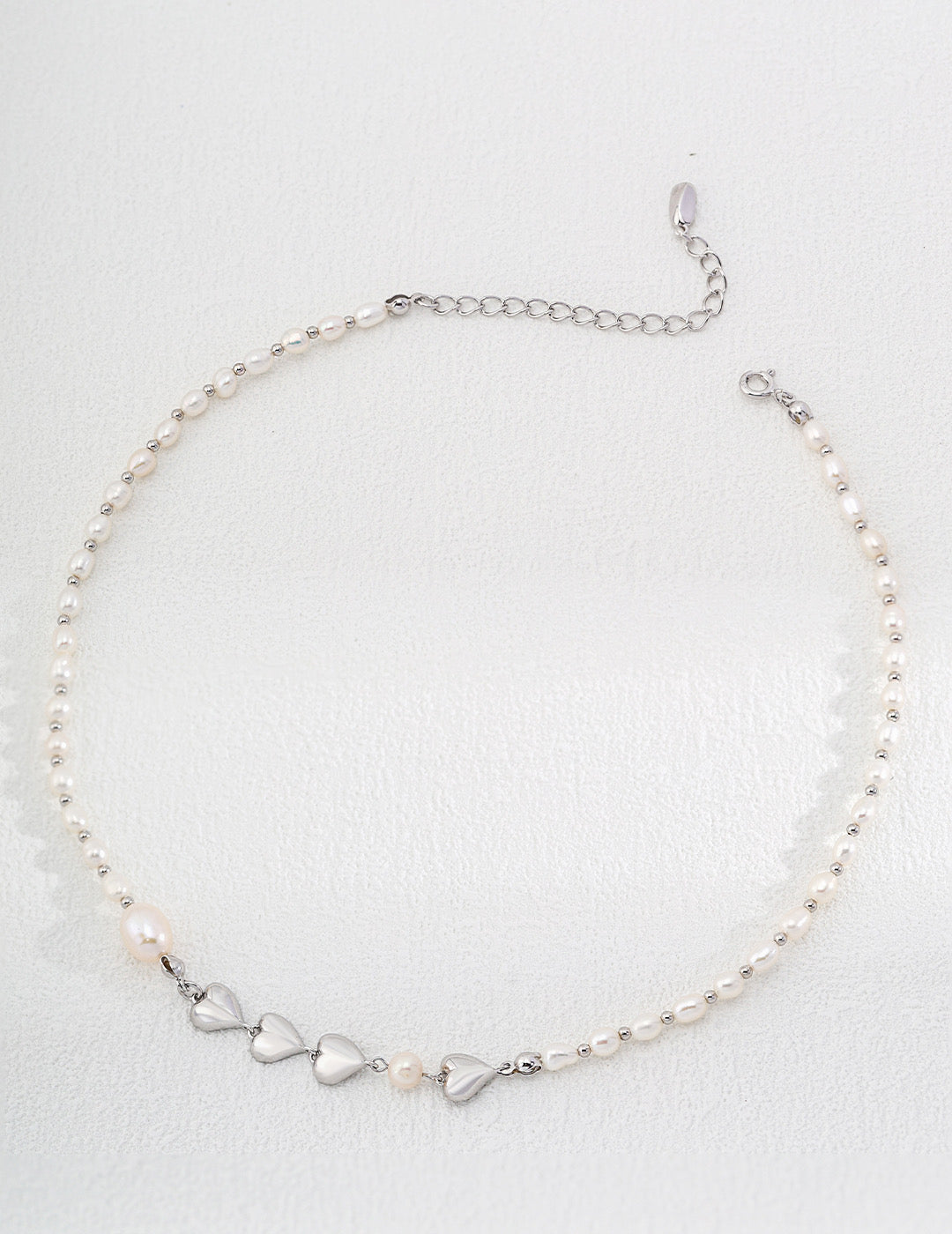 Pearl Heart Cluster Necklace