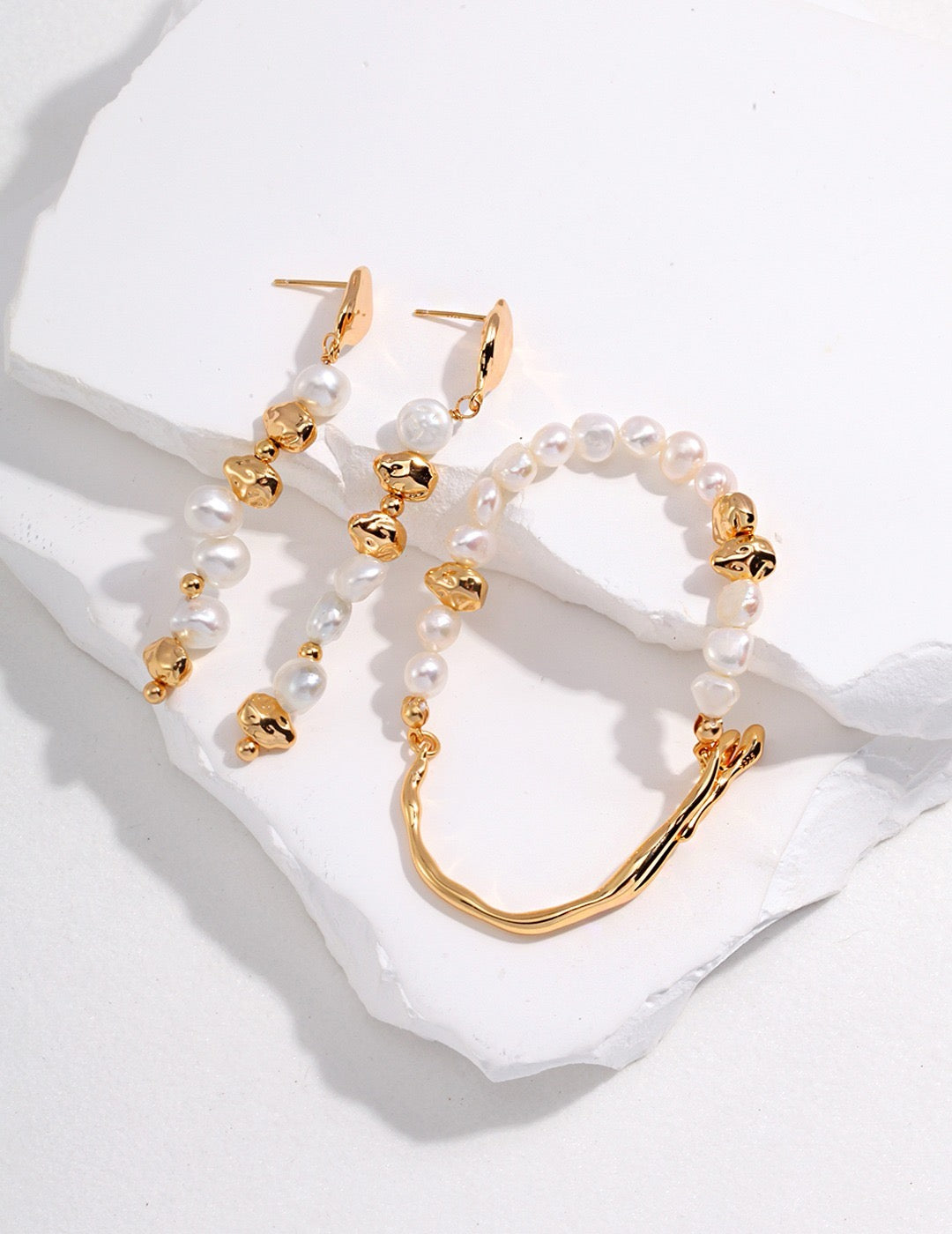 Pearl Studded Gold Earrings