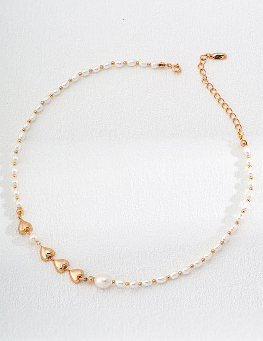 Pearl Heart Cluster Necklace