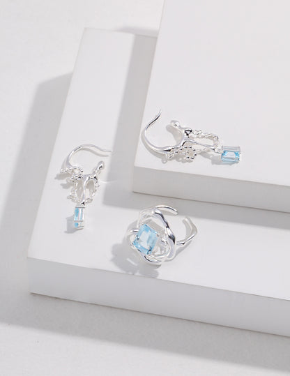 Silver Natural Topaz Earrings