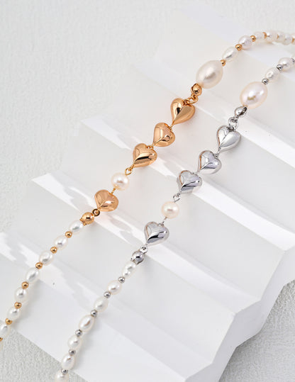 Pearl Heart Cluster Necklace