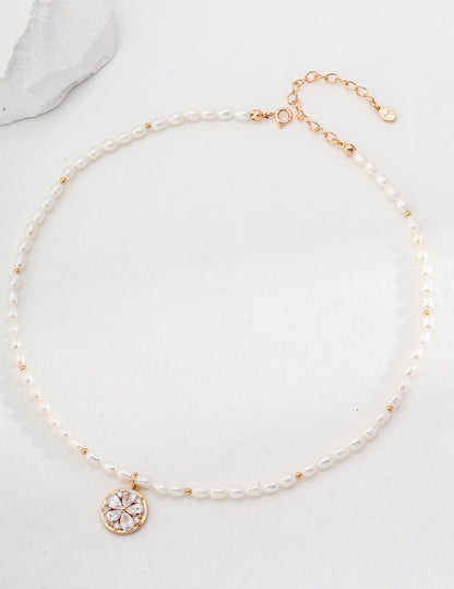 Petal Charm Pearl Necklace