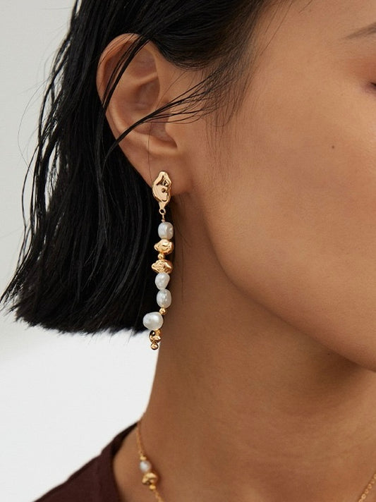 Pearl Studded Gold Earrings